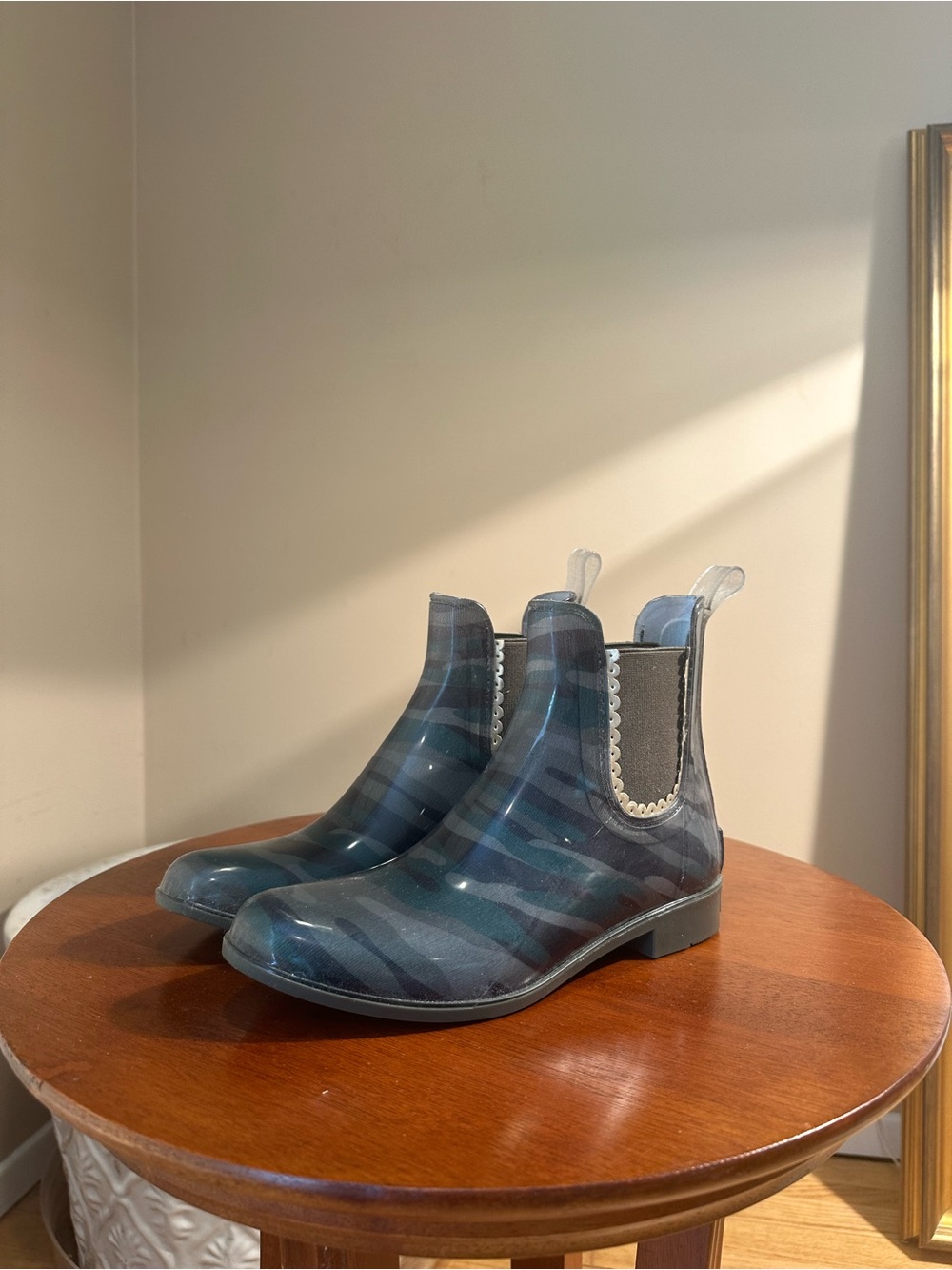 Green and Black Camouflage Waterproof Chelsea Rain Boots